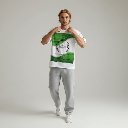 PHILLY SPORTS ENGRAINED, "NOT (I) BUT (E)VERYBODY" football jersey